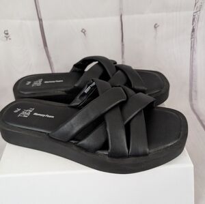 Time and Tru Black Crisscross Sandals